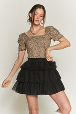 Women's Solid Mesh Tiered Skirts