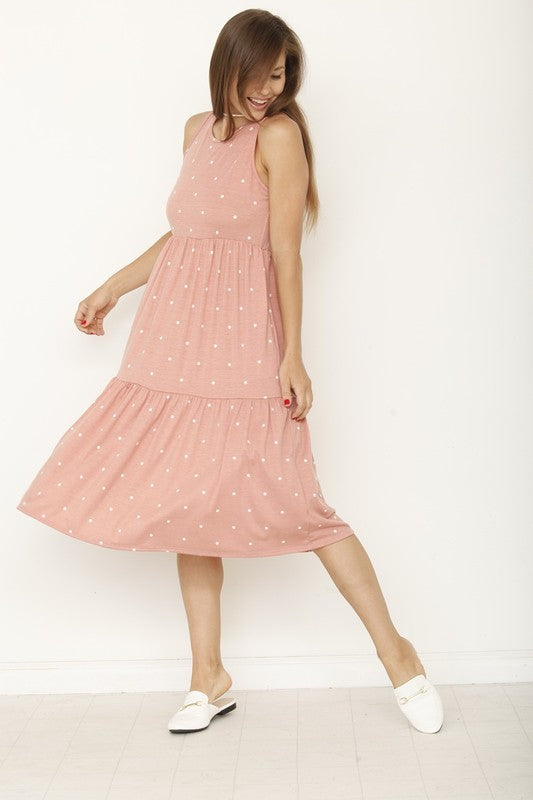 Polka Dot Tiered Midi Dress