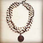 White Turquoise AndNecklace with Copper Coin