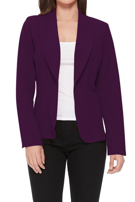 Women's Open Front Long Sleeves Casual Fitted Style Blazer