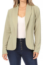 Women's Open Front Long Sleeves Casual Fitted Style Blazer