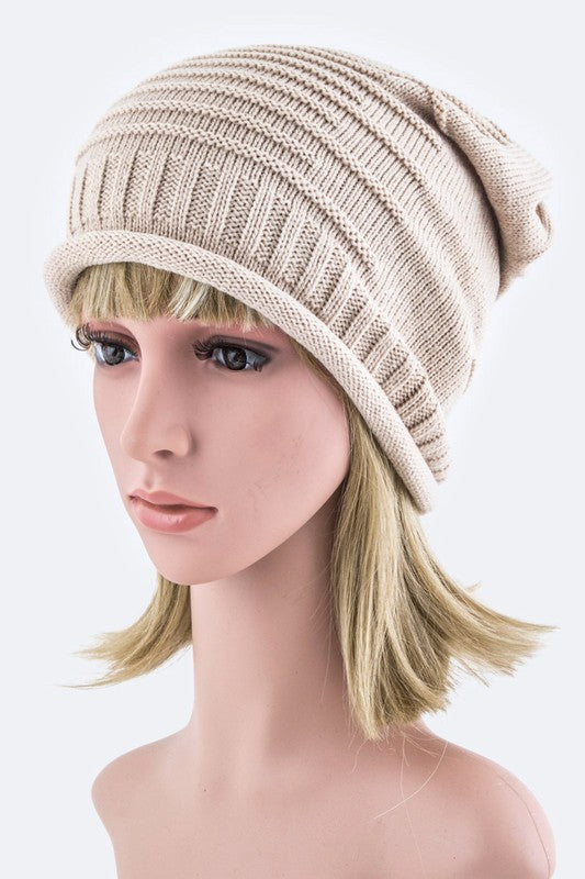 Raised Knit Slouchy Light Weight Beanie