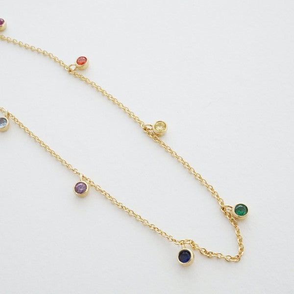 Rainbow Bezel Crystal Stardust Necklace