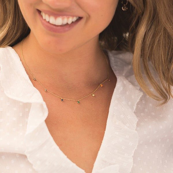 Rainbow Bezel Crystal Stardust Necklace