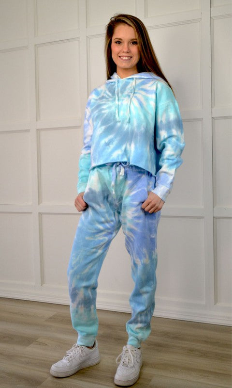 Women's Blue Tie Dye Joggers Sweatpants