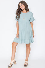 Solid Ruffle Triple Tiered Mini Dress