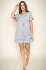 Solid Ruffle Triple Tiered Mini Dress