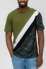 SHORT SLEEVE CAMO COLOR BLOCK TSHIRT