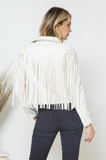 Women's Faux Leather Moto Fringe Jacket