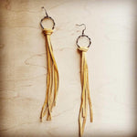 Deer Skin Leather Tassel Earring-Mustard