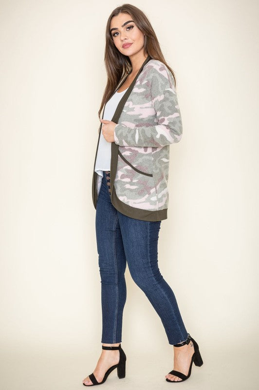 Camo Print Slouch Cardigan