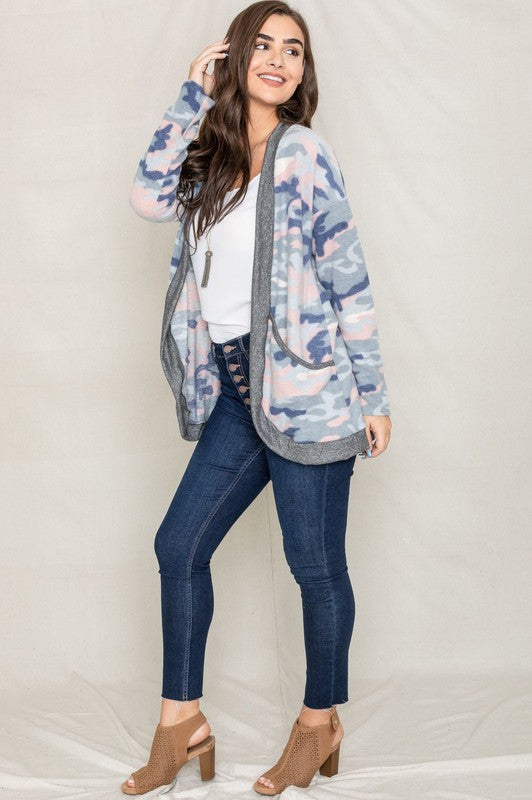 Camo Print Slouch Cardigan