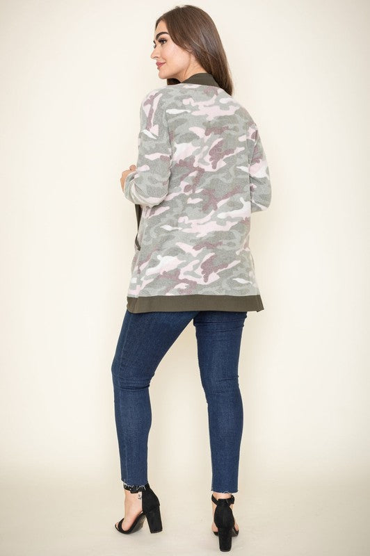 Camo Print Slouch Cardigan