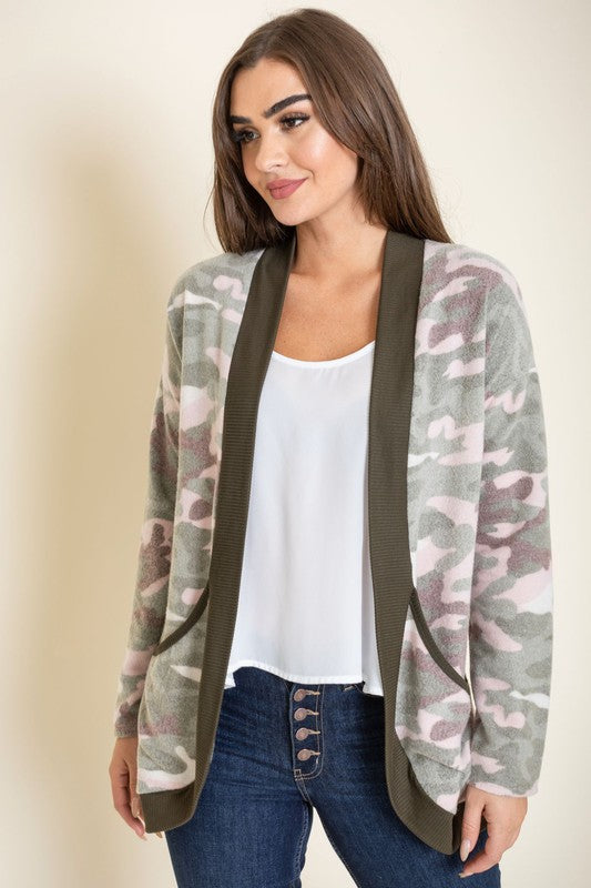 Camo Print Slouch Cardigan