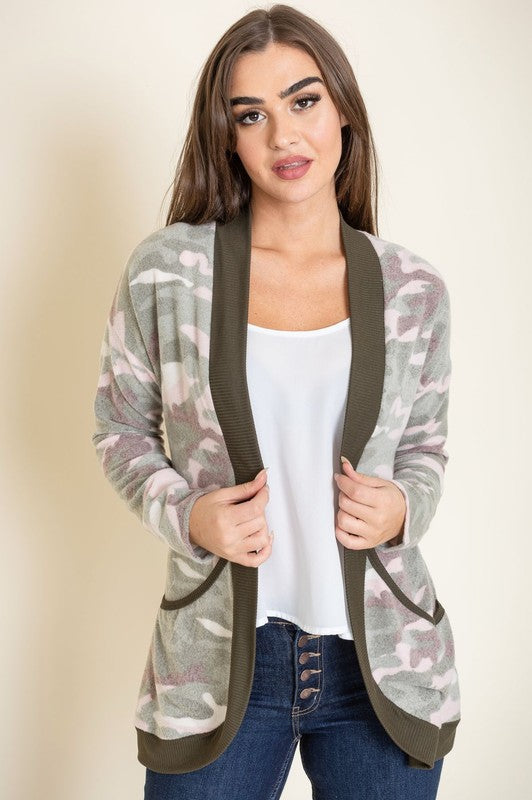 Camo Print Slouch Cardigan