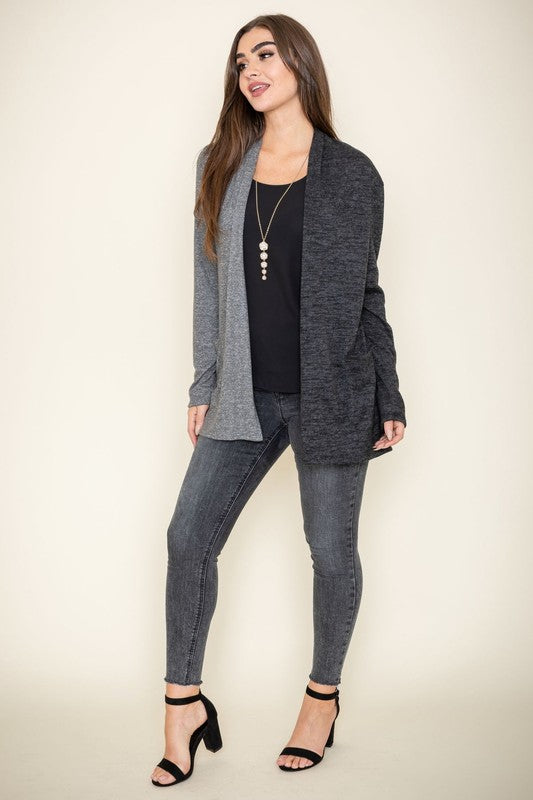 Women's Two Tone Knit Cardigan