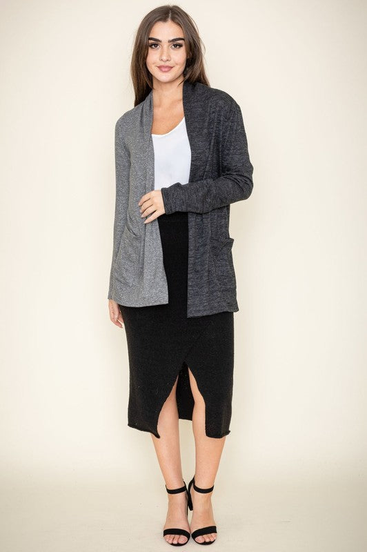 Women's Two Tone Knit Cardigan