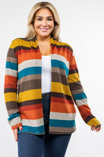 Stripe Elbow Patch Cardigan