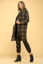 Plaid Coat with Buttons and Pockets