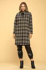 Plaid Coat with Buttons and Pockets