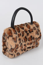 Leopard Print Top Handle Crossbody Bag