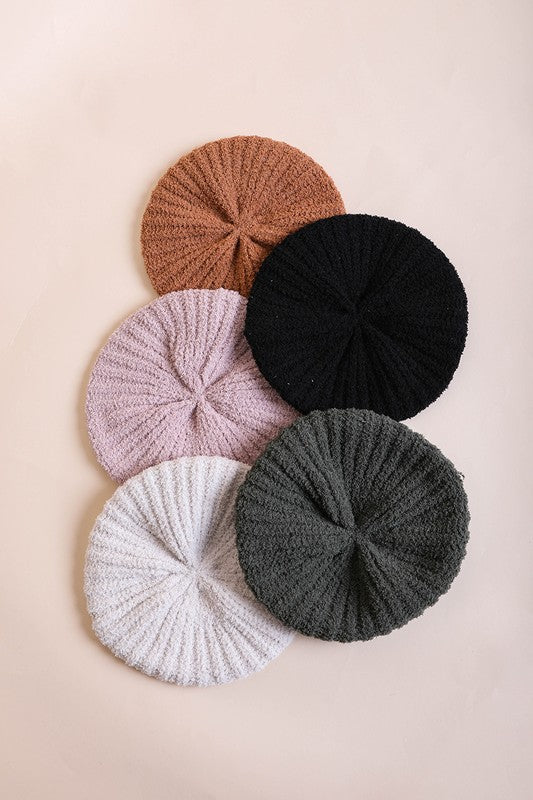 Boucle Rib Knit Beret