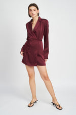 Women's Wrapped blazer Mini Dress with Drawstring