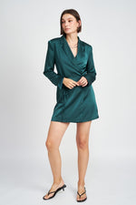 Women's Wrapped blazer Mini Dress with Drawstring