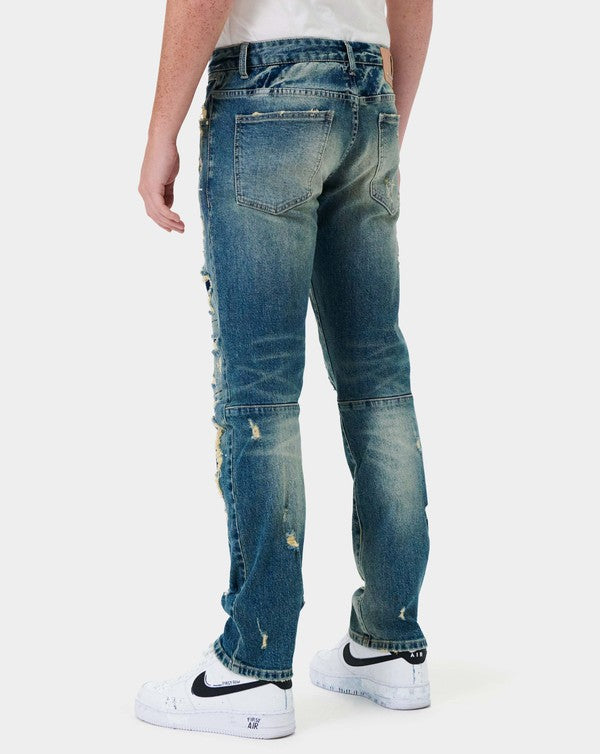 First Row Boro Repair Straight Denim