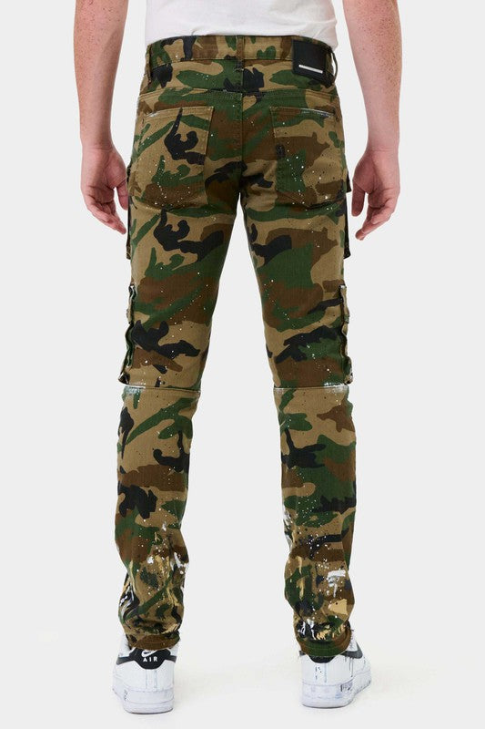 First Row Camo Multi Cargo Slim Straight Pants