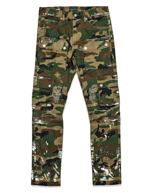 First Row Camo Multi Cargo Slim Straight Pants