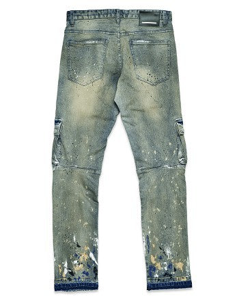 First Row Multi Cargo Slim Straight Denim