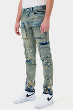 First Row Multi Cargo Slim Straight Denim