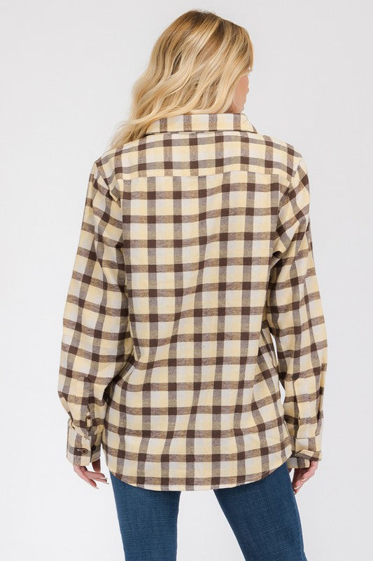 Womens Boyfriend Long Sleeve Flannel Shirt