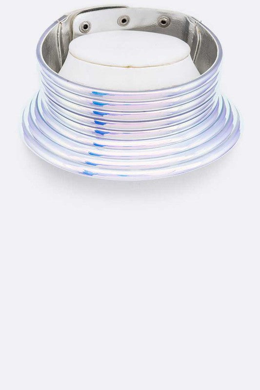 Holographic Effect Statement Collar Necklace