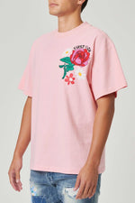 First Row Flower Embroidered Puff Tee