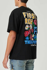 First Row Flower Embroidered Puff Tee