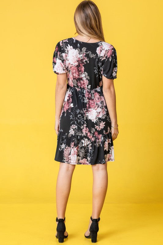 Surplice Tiered Midi Dress