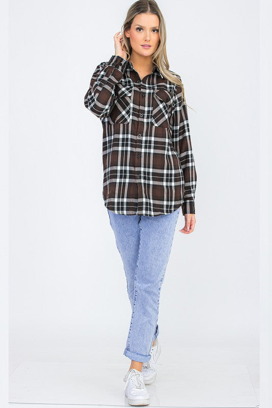 Womens Boyfriend Flannel Shirt S-L ONLY