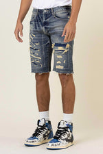 First Row Boro Stitch Heavy Rip 7 Repair Denim Shorts