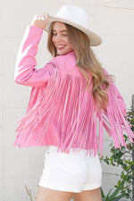 Women's Faux Leather Moto Fringe Jacket