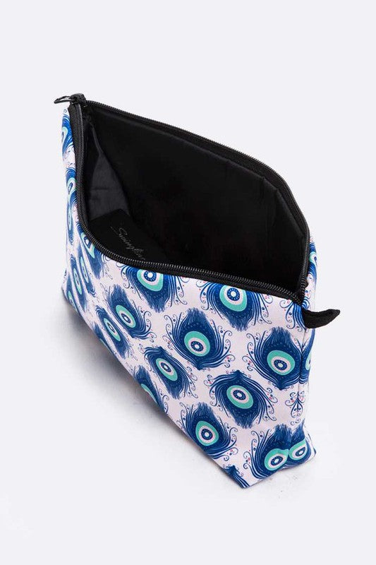 Feather Printed Soft Cosmetic Pouch