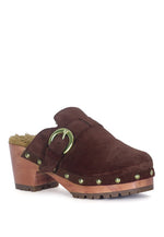 PRUNUS BUCKLED SUEDE ROUND TOE MULE CLOGS