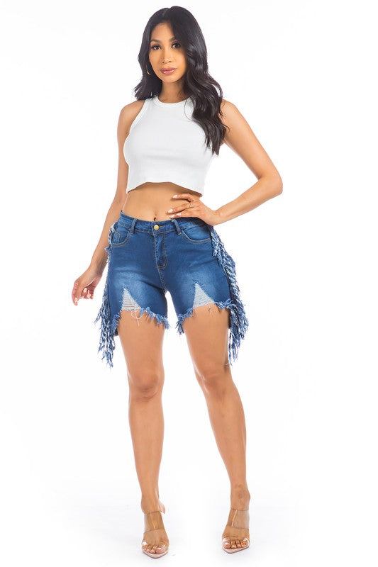 Women's Sexy Distressed Denim Shorts Blue