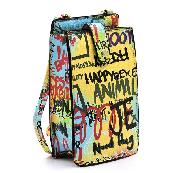 Multi Graffiti Crossbody Bag Cell Phone Purse