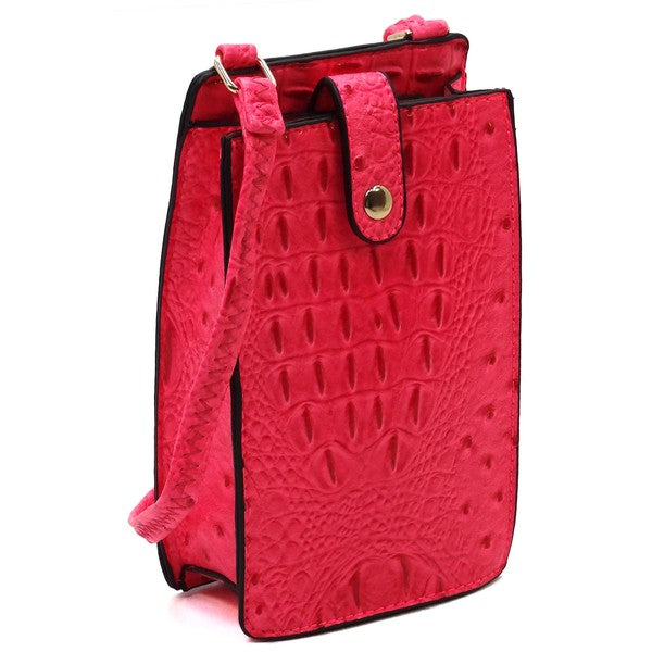 Ostrich Croc Crossbody Bag Cell Phone Purse