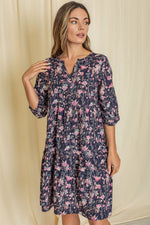 Women's Floral Notch Neck Midi Dress