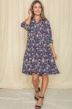 Women's Floral Notch Neck Midi Dress