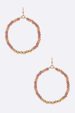 Mix Bead Circle Wire Drop Earrings