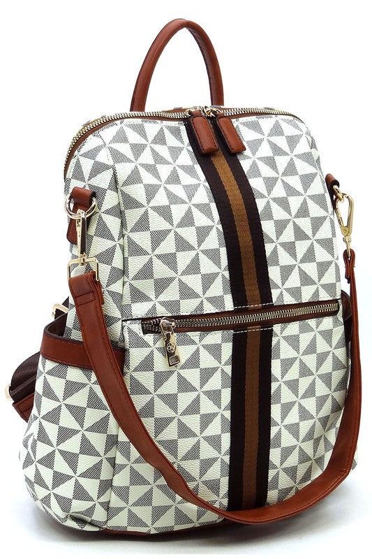 PM Monogram Striped Convertible Backpack